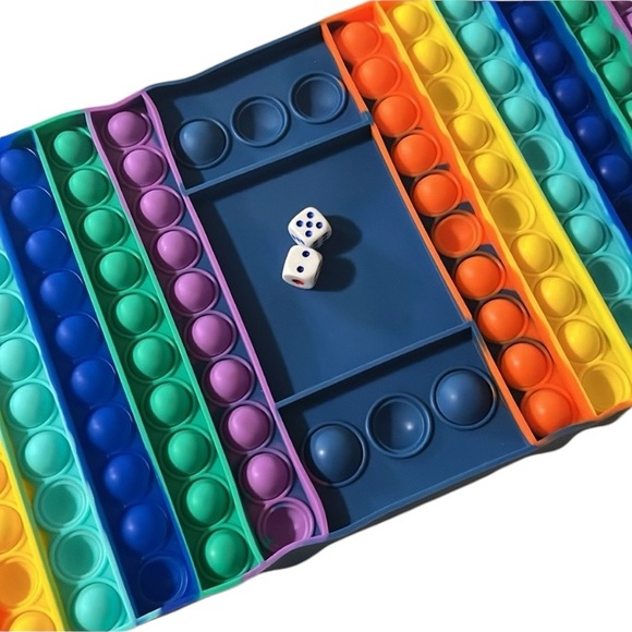 Pop Game Fidget Toy Dice Colorful Rainbow Boardgame Multi Player - Picture 1 of 3